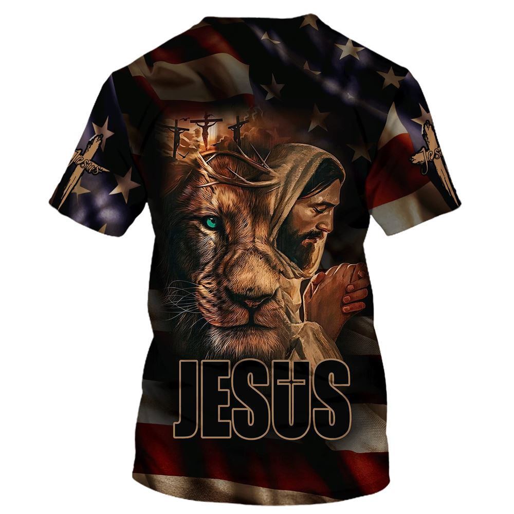 Jesus And The Lion All Over Print 3D T-Shirt, Gift For Christian, Jesus Shirt