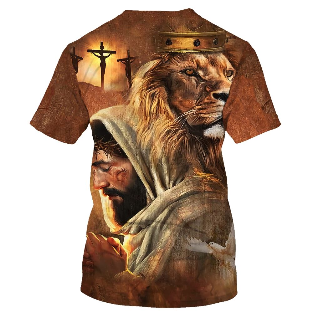 Jesus And The Lion Of Judah 1 All Over Print 3D T-Shirt, Gift For Christian, Jesus Shirt
