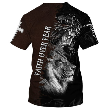 Jesus And The Lion Of Judah 2 All Over Print 3D T-Shirt, Gift For Christian, Jesus Shirt