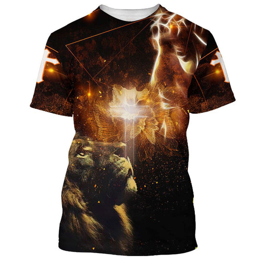 Jesus And The Lion Of Judah 3 All Over Print 3D T-Shirt, Gift For Christian, Jesus Shirt