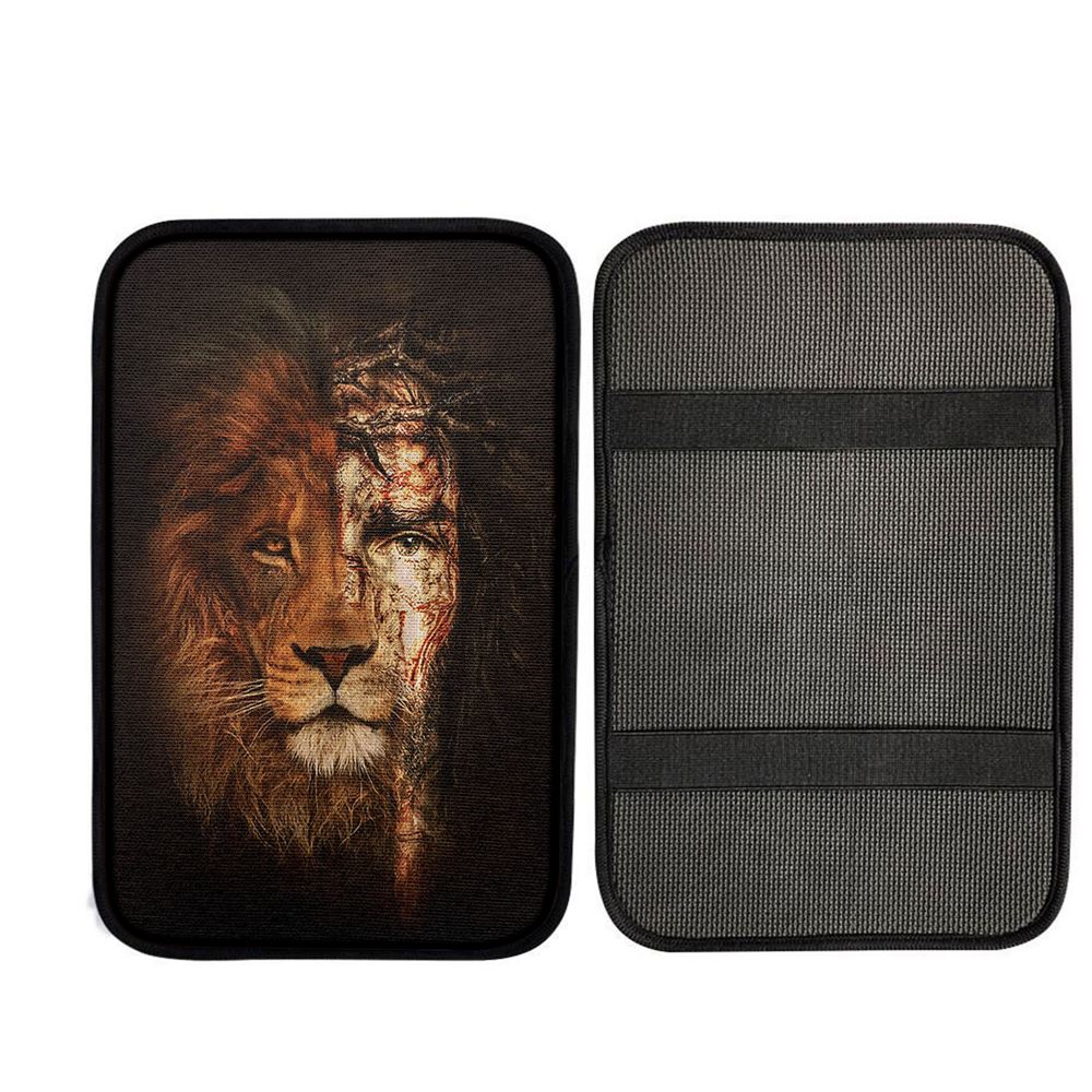Jesus And The Lion Of Judah Car Armrest Pad, Christ Car Armrest Accessories