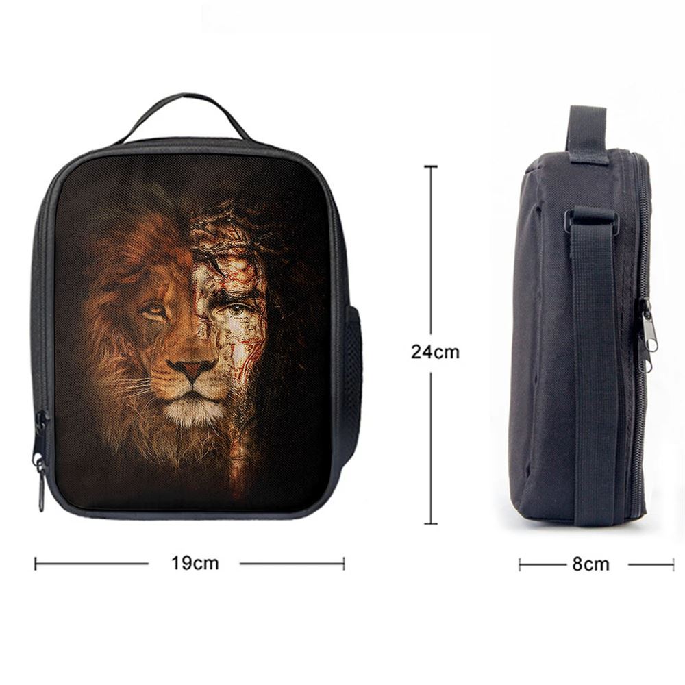 Jesus And The Lion Of Judah Lunch Bag, Christian Lunch Box For School, Picnic