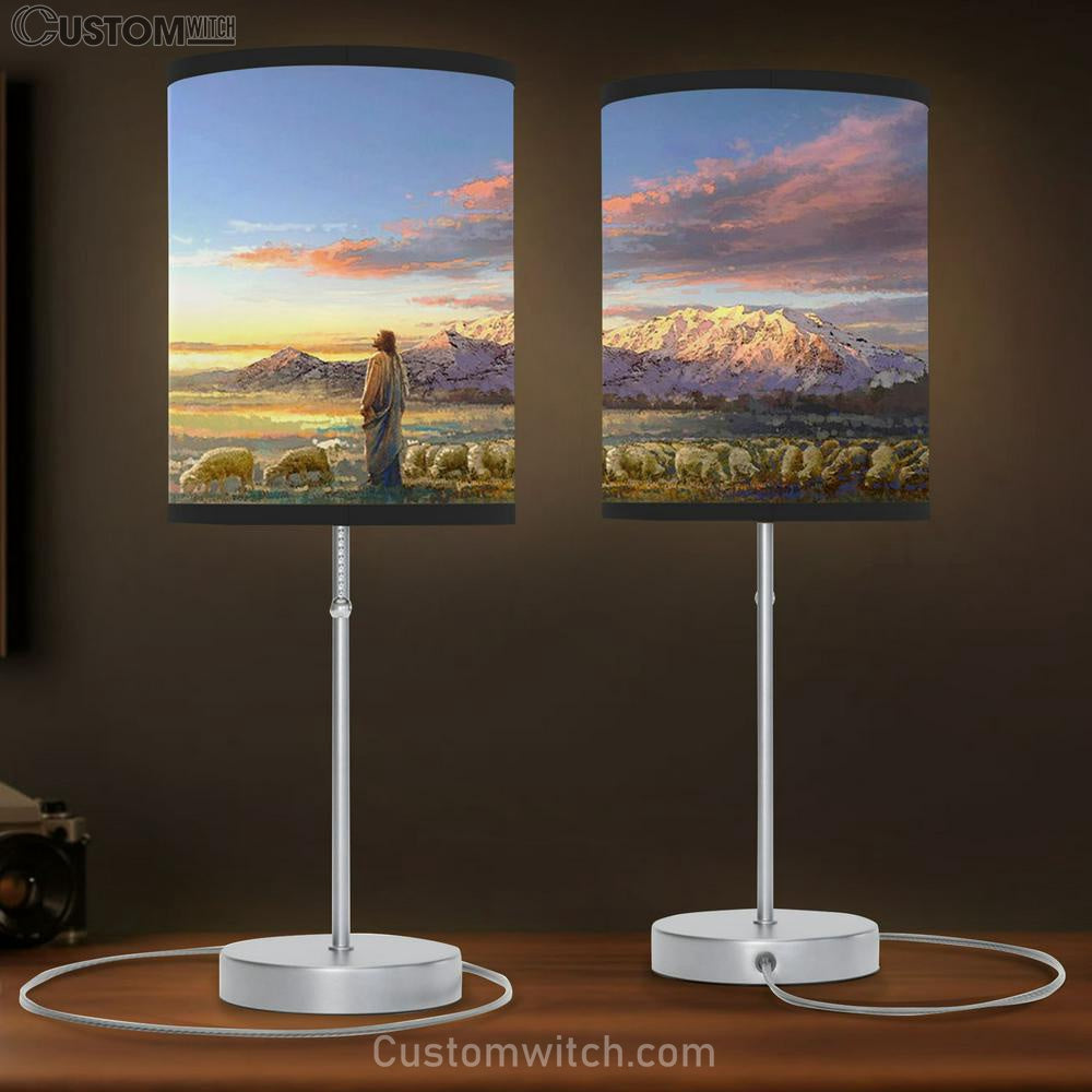 Jesus And The Sheep Table Lamb Art - Christian Lamb Gift Decor - Religious Table Lamb Art