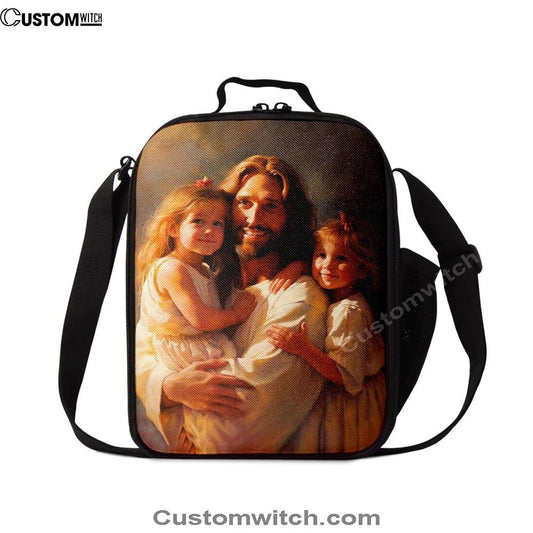 Jesus And Two Little Girls Lunch Bag, Christian Lunch Box For School, Picnic