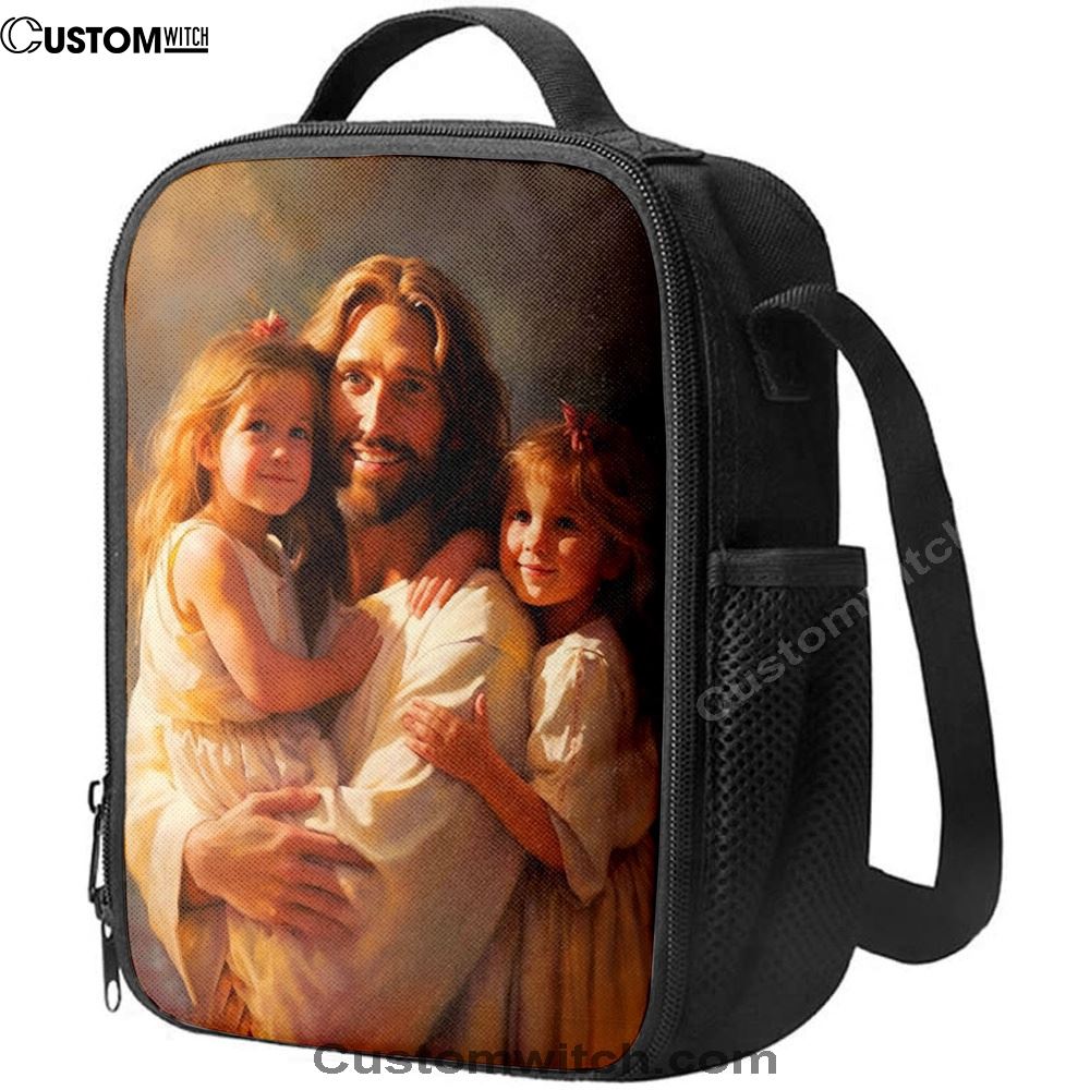 Jesus And Two Little Girls Lunch Bag, Christian Lunch Box For School, Picnic