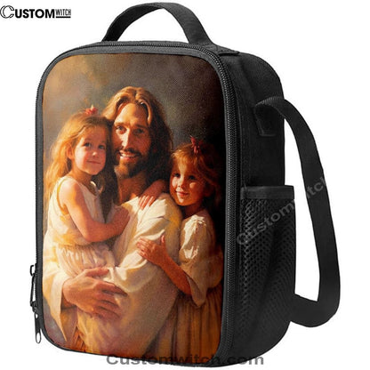 Jesus And Two Little Girls Lunch Bag, Christian Lunch Box For School, Picnic