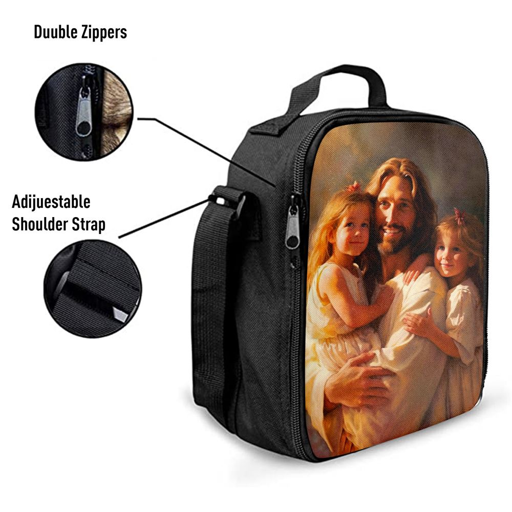 Jesus And Two Little Girls Lunch Bag, Christian Lunch Box For School, Picnic