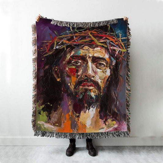 Jesus Art Woven Blanket Prints - Jesus Woven Blanket Art - Christian Throw Blanket Decor
