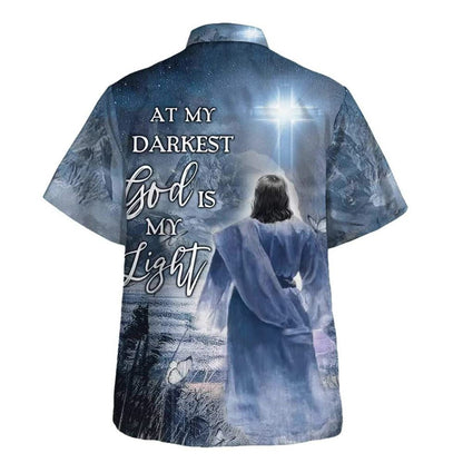 Jesus At My Darkest God Is My Light Hawaiian Shirt For Men, Christian Hawaiian Shirt, Gift For Christian