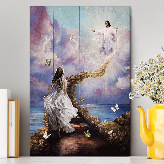 Jesus Beautiful Girl Path To Heaven Canvas - Christian Wall Art - Religious Home Decor