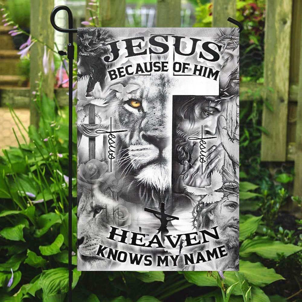 Jesus Because Of Him Flag, Christian's Flag, Garden Decor, Garden Flag Stand, Christian Flag, Scripture Flag, Garden Banner