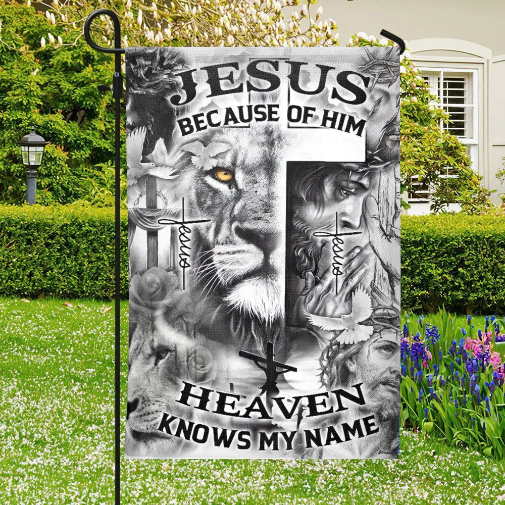 Jesus Because Of Him Flag, Christian's Flag, Garden Decor, Garden Flag Stand, Christian Flag, Scripture Flag, Garden Banner