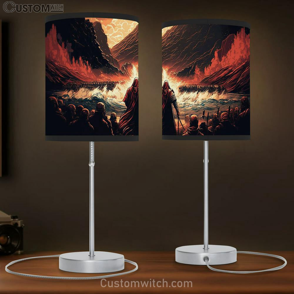 Jesus Bible Moses Crossing Red Sea Table Lamb Pictures - Faith Art - Christian Table Lamb Gift Decor