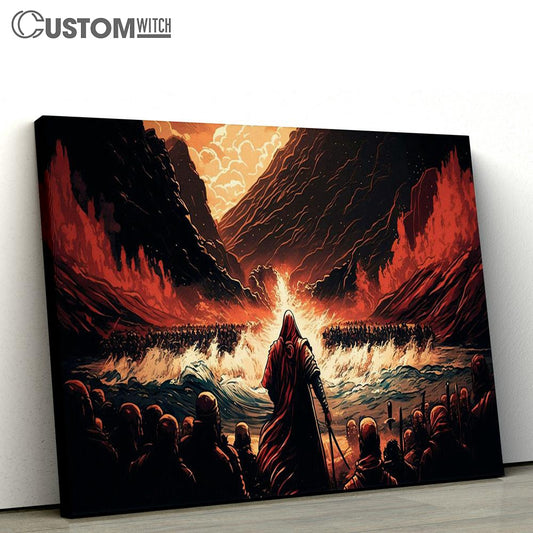 Jesus Bible Moses Crossing Red Sea Canvas Pictures - Faith Art - Christian Canvas Wall Art Decor