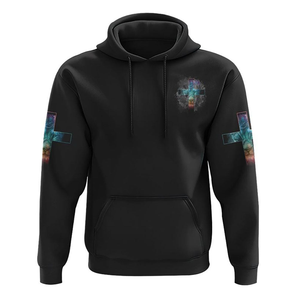Jesus Born As A Baby Lion Cross All Over Print 3D Hoodie, Christian Hoodie, Christian Sweatshirt, Bible Verse Shirt