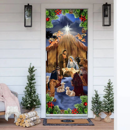 Jesus Borrn Door Cover Scenery, Christian Door Decor, Door Christian Church, Christian Door Plaques