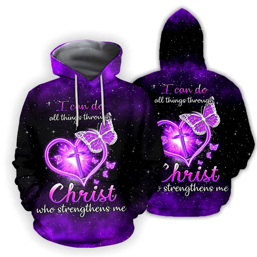 Jesus Butterfly I Can Do All Things Through Christ Who God 3D Hoodie For Man And Women, Jesus Printed 3D Hoodie