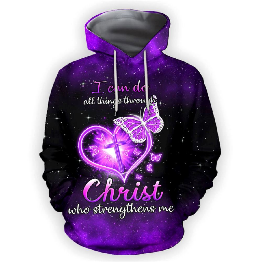 Jesus Butterfly I Can Do All Things Through Christ Who God 3D Hoodie For Man And Women, Jesus Printed 3D Hoodie