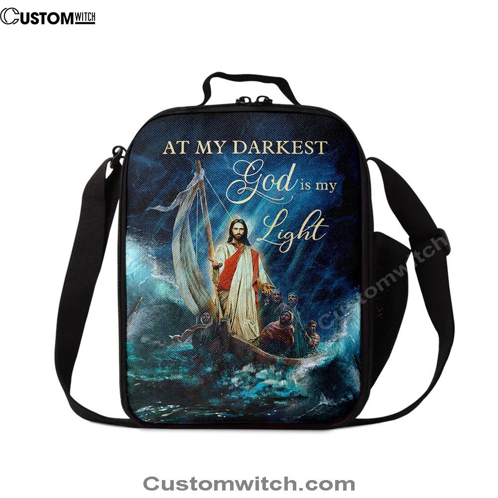 Jesus Calming The Storm Lunch Bag - At My Darkest God Is My Light Lunch Bag, Christian Lunch Box For School, Picnic