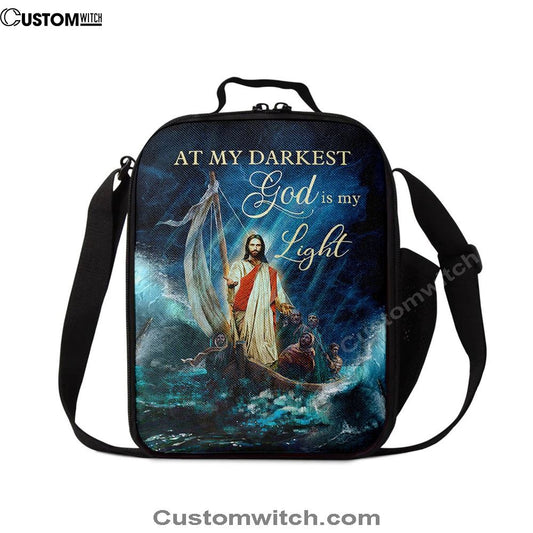 Jesus Calming The Storm Lunch Bag - At My Darkest God Is My Light Lunch Bag, Christian Lunch Box For School, Picnic