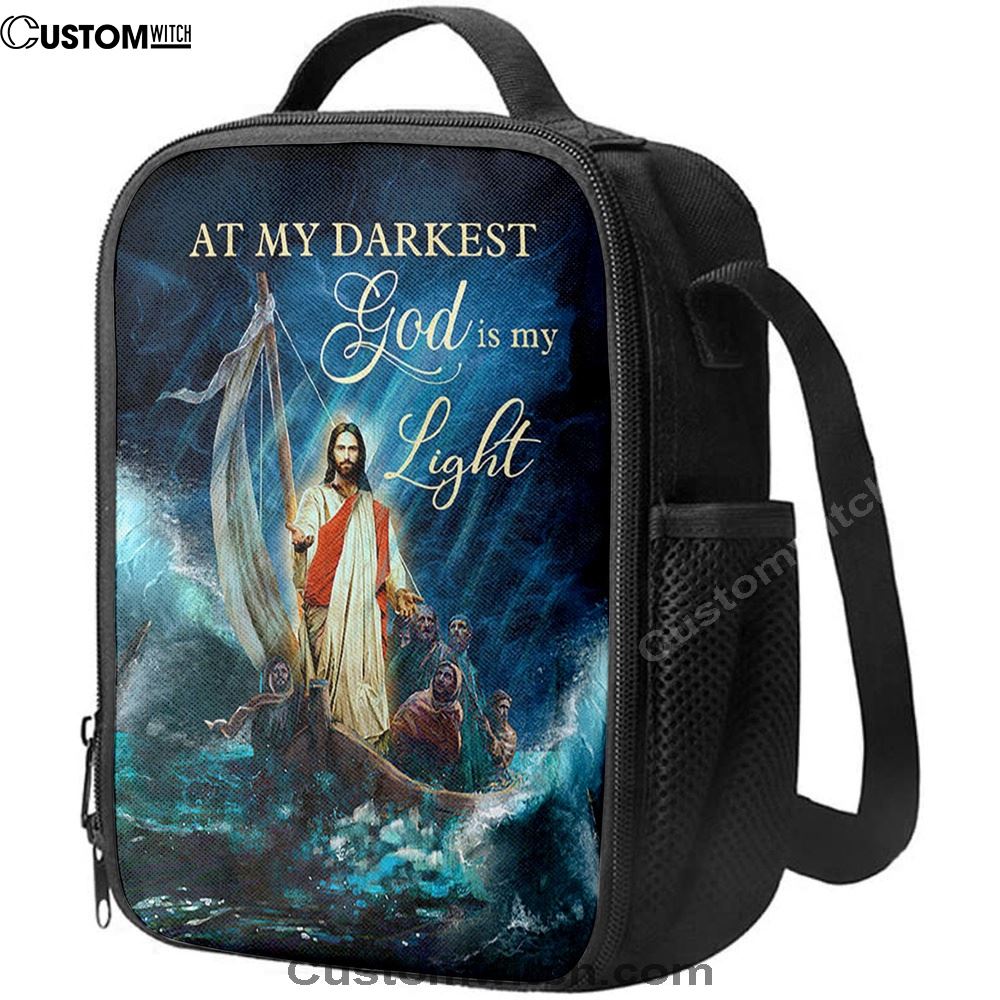 Jesus Calming The Storm Lunch Bag - At My Darkest God Is My Light Lunch Bag, Christian Lunch Box For School, Picnic