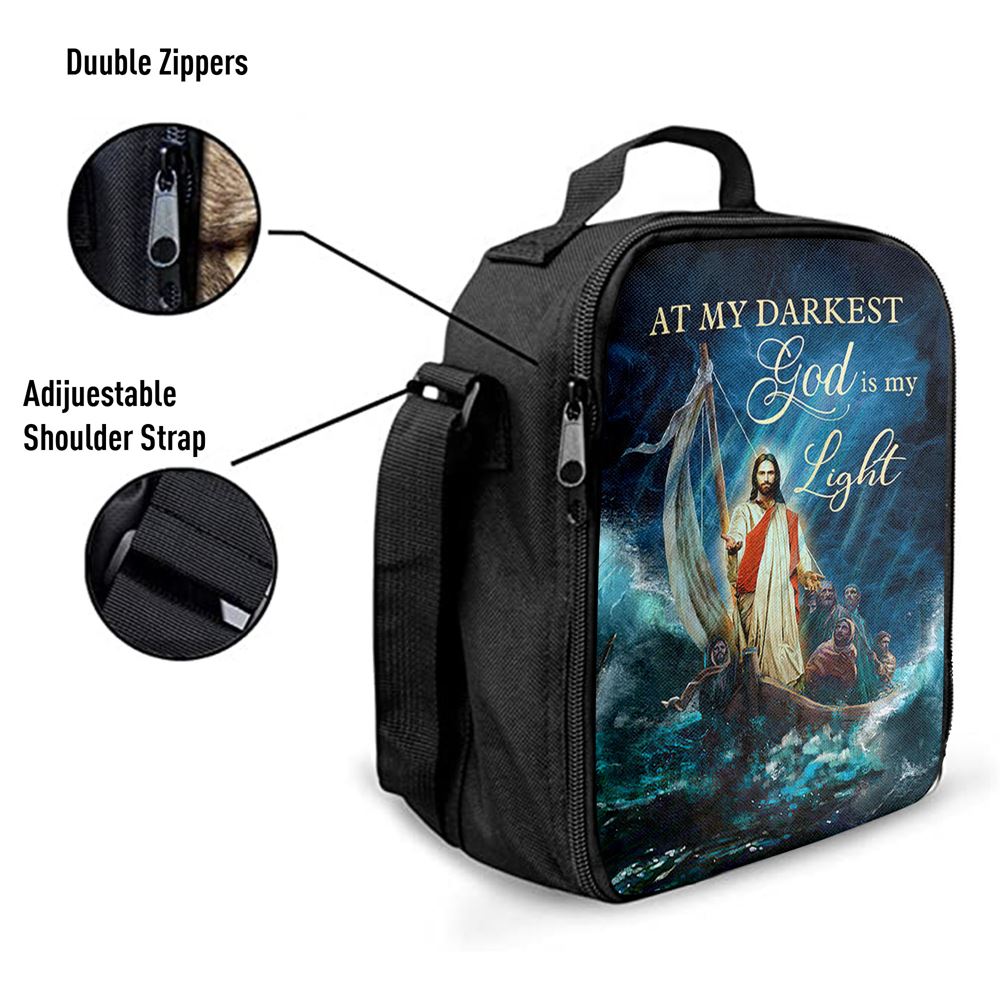 Jesus Calming The Storm Lunch Bag - At My Darkest God Is My Light Lunch Bag, Christian Lunch Box For School, Picnic