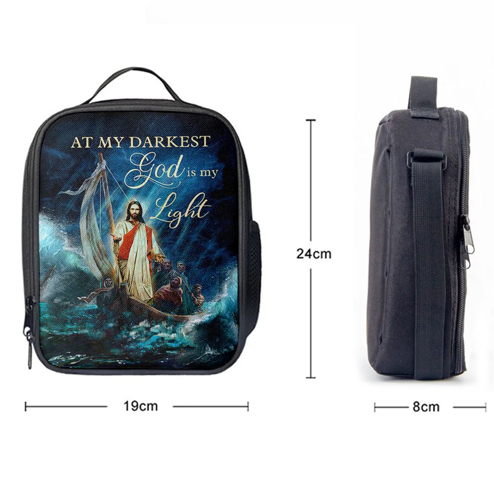 Jesus Calming The Storm Lunch Bag - At My Darkest God Is My Light Lunch Bag, Christian Lunch Box For School, Picnic