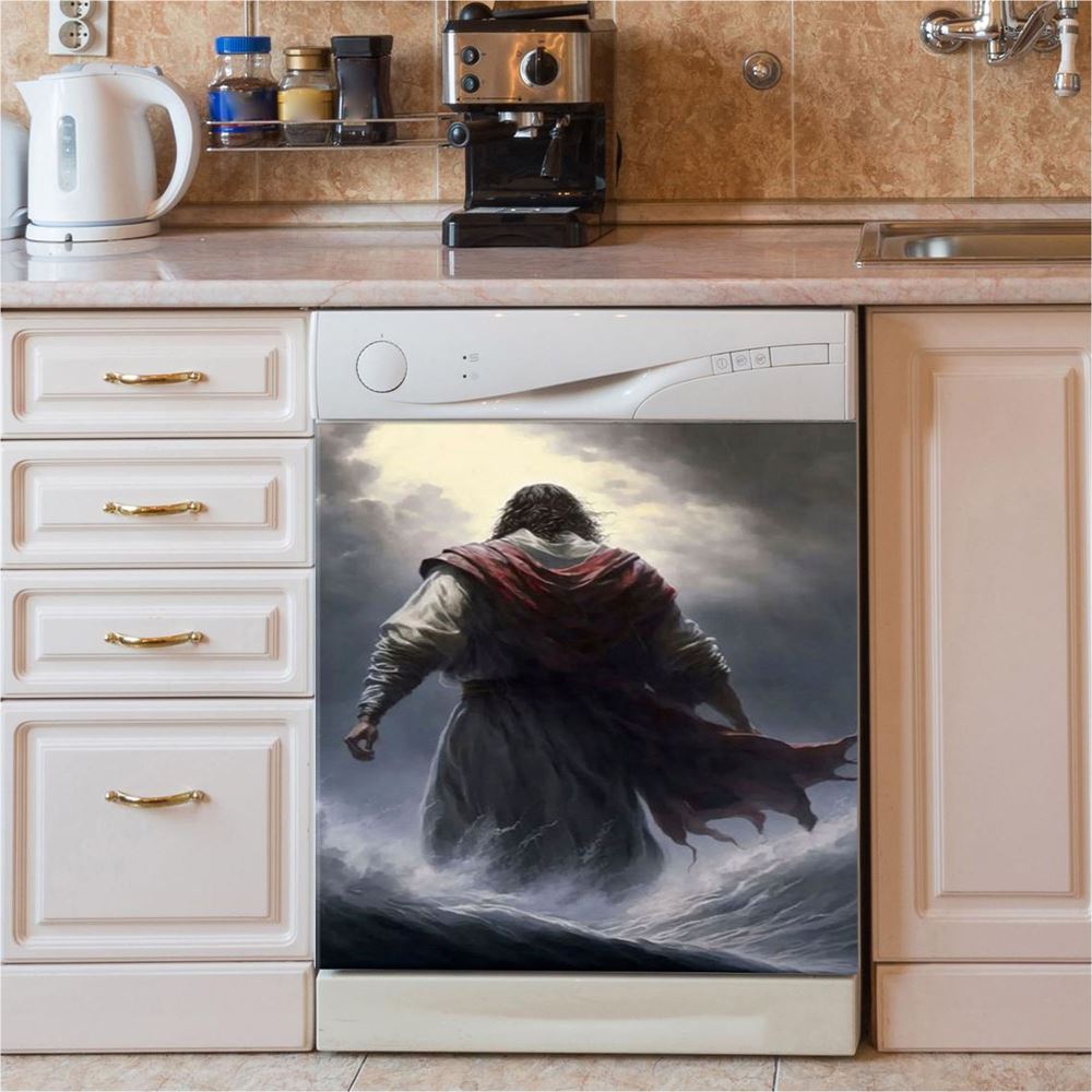Jesus Calms The Storm Dishwasher Cover , Christian Dishwasher Stickers, Jesus Kitchen Decor