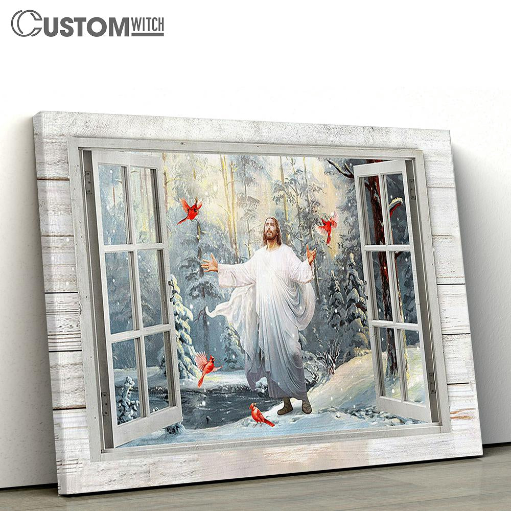 Jesus Cardinal Walking With Jesus Canvas Art - Christian Wall Art Decor - Bible Verse Canvas