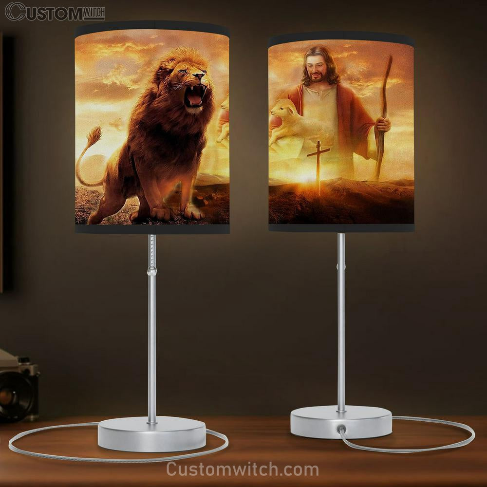 Jesus Carry Lamb The King Lion Table Lamb Art - Lion Table Lamb Wall Decor - Christian Scripture Table Lamb