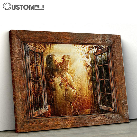 Jesus Carry The Lamb And The Dove Canvas Art - Christian Wall Art Decor - Bible Verse Canvas