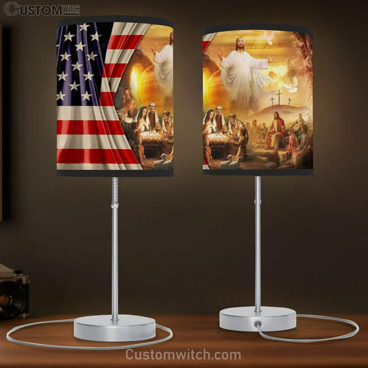 Jesus Christ American Flag Birth Of Jesus Table Lamb