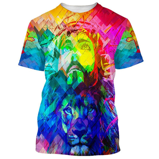 Jesus Christ And Lion All Over Print 3D T-Shirt, Gift For Christian, Jesus Shirt