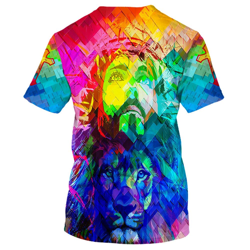 Jesus Christ And Lion All Over Print 3D T-Shirt, Gift For Christian, Jesus Shirt