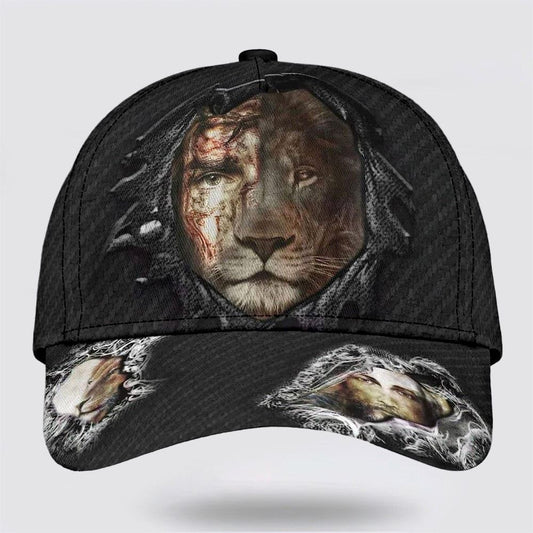 Jesus Christ And Lion Half Face All Over Print Baseball Cap, God Cap, Gift Ideas For Male