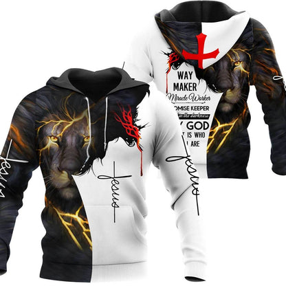 Jesus Christ And Lion Way Maker Miracle Worker God 3D Hoodie For Man And Women, Jesus Printed 3D Hoodie