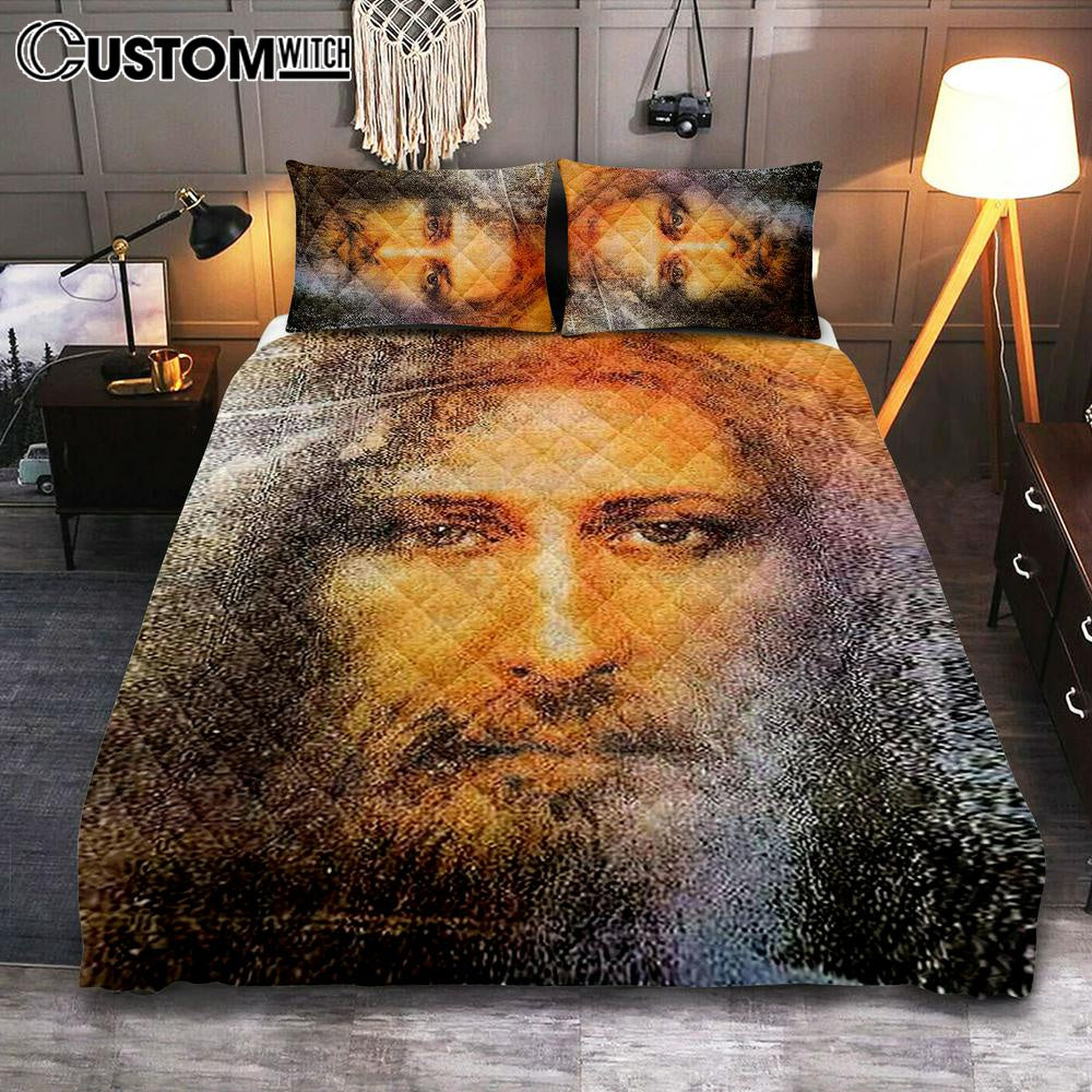 Jesus Christ Bedroom - Jesus Picture - Inspirational Gift For Pastor Priest - Christian Quilt Bedding Set Bedroom Decor