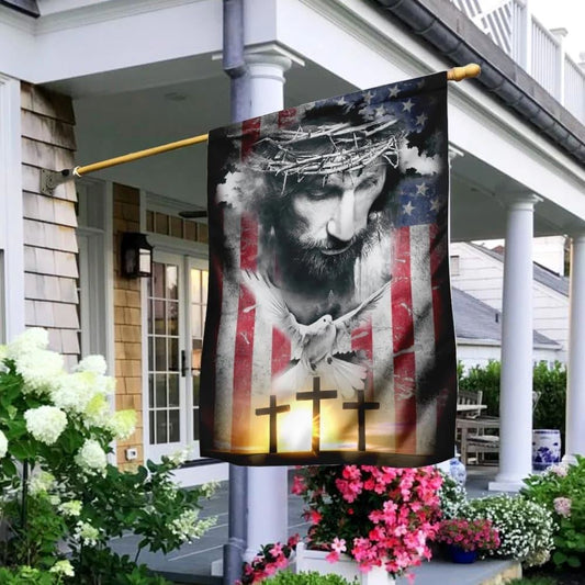 Jesus Christ Bird Cross Flag, Outdoor Christian House Flag, Christian Flag, Scripture Flag, Garden Banner