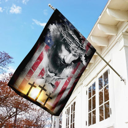 Jesus Christ Bird Cross Flag, Outdoor Christian House Flag, Christian Flag, Scripture Flag, Garden Banner