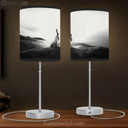 Jesus Christ Carrying Cross Table Lamb Pictures - Faith Art - Christian Table Lamb Gift Decor