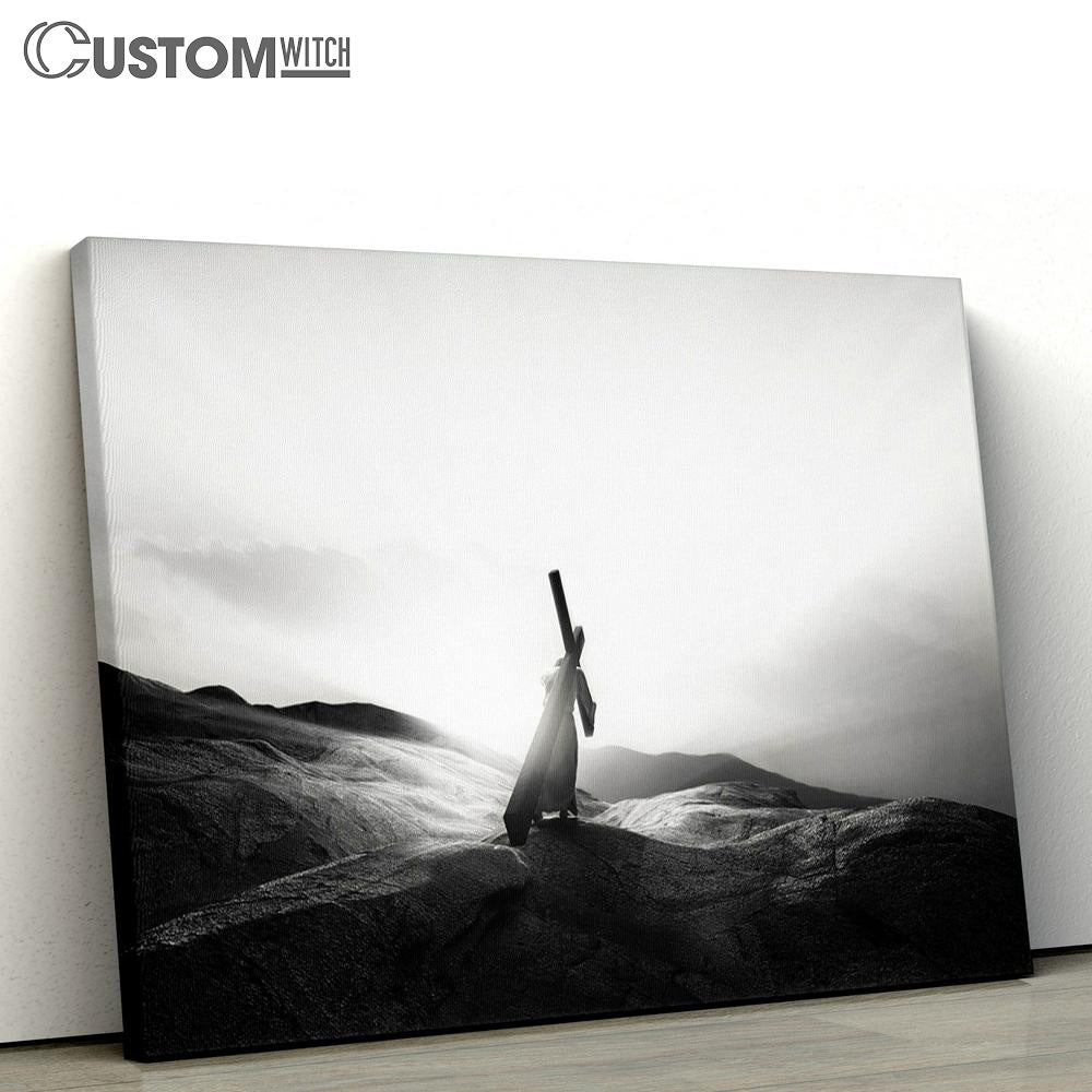 Jesus Christ Carrying Cross Canvas Pictures - Faith Art - Christian Canvas Wall Art Decor