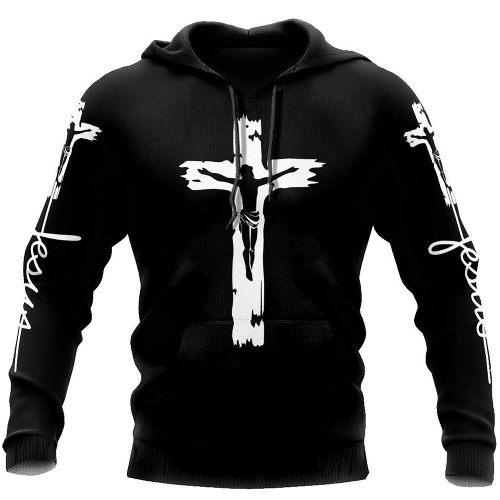 Jesus Christ Cross And Flag One Nation Under God 3D Hoodie For Man And Women, Jesus Printed 3D Hoodie
