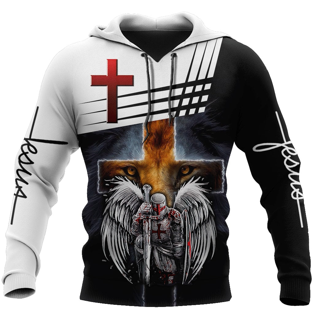 Jesus Christ Cross And Lion Knight Until I Said Amen God 3D Hoodie For Man And Women, Jesus Printed 3D Hoodie