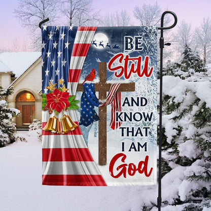 Jesus Christ Cross Christmas Flag  Be Still & Know That I Am God Flag, Christian Christmas House Flag, Christmas Outdoor Decor Ideas