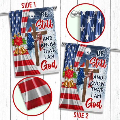 Jesus Christ Cross Christmas Flag  Be Still & Know That I Am God Flag, Christian Christmas House Flag, Christmas Outdoor Decor Ideas