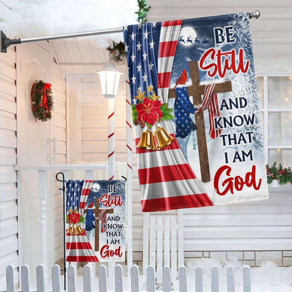 Jesus Christ Cross Christmas Flag  Be Still & Know That I Am God Flag, Christian Christmas House Flag, Christmas Outdoor Decor Ideas