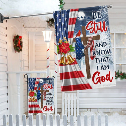 Jesus Christ Cross Christmas Flag  Be Still & Know That I Am God Flag, Christian Christmas House Flag, Christmas Outdoor Decor Ideas