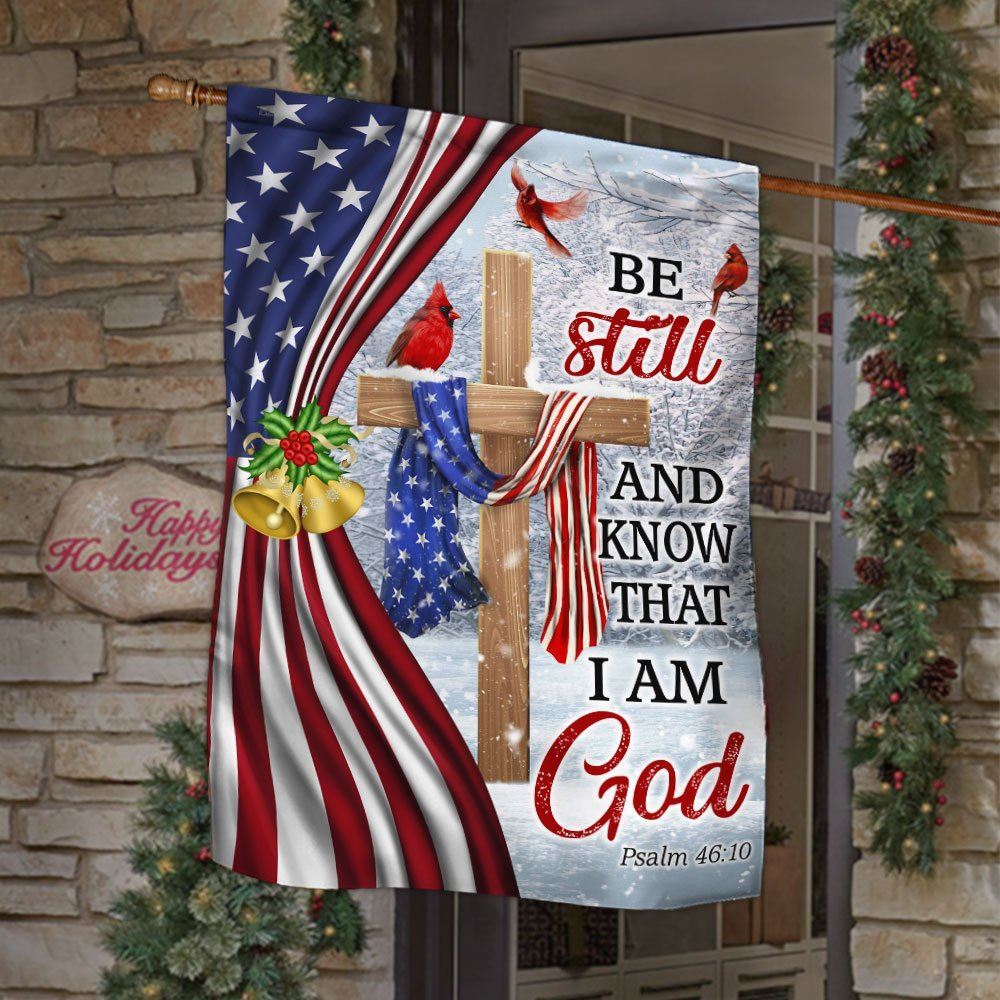 Jesus Christ Cross Flag Be Still And Know That I Am God Christmas Flag, Christian Christmas House Flag, Christmas Outdoor Decor Ideas