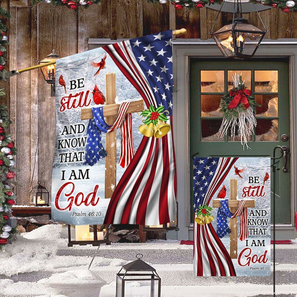 Jesus Christ Cross Flag Be Still And Know That I Am God Christmas Flag, Christian Christmas House Flag, Christmas Outdoor Decor Ideas