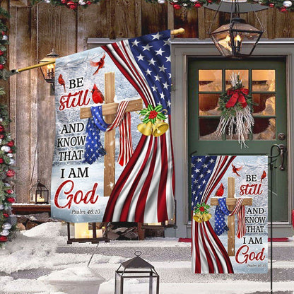 Jesus Christ Cross Flag Be Still And Know That I Am God Christmas Flag, Christian Christmas House Flag, Christmas Outdoor Decor Ideas